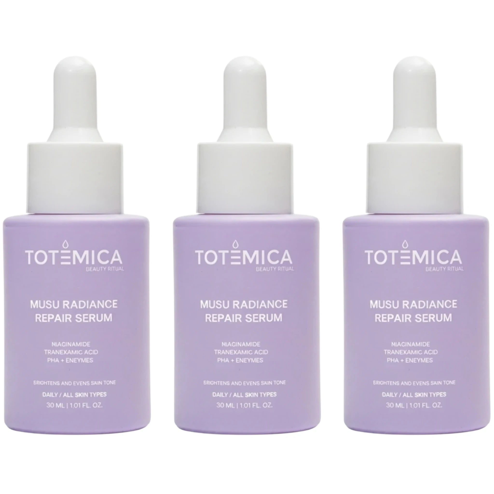 Sérum Musu Radiance de Totemica, pack mayorista de 3 unidades